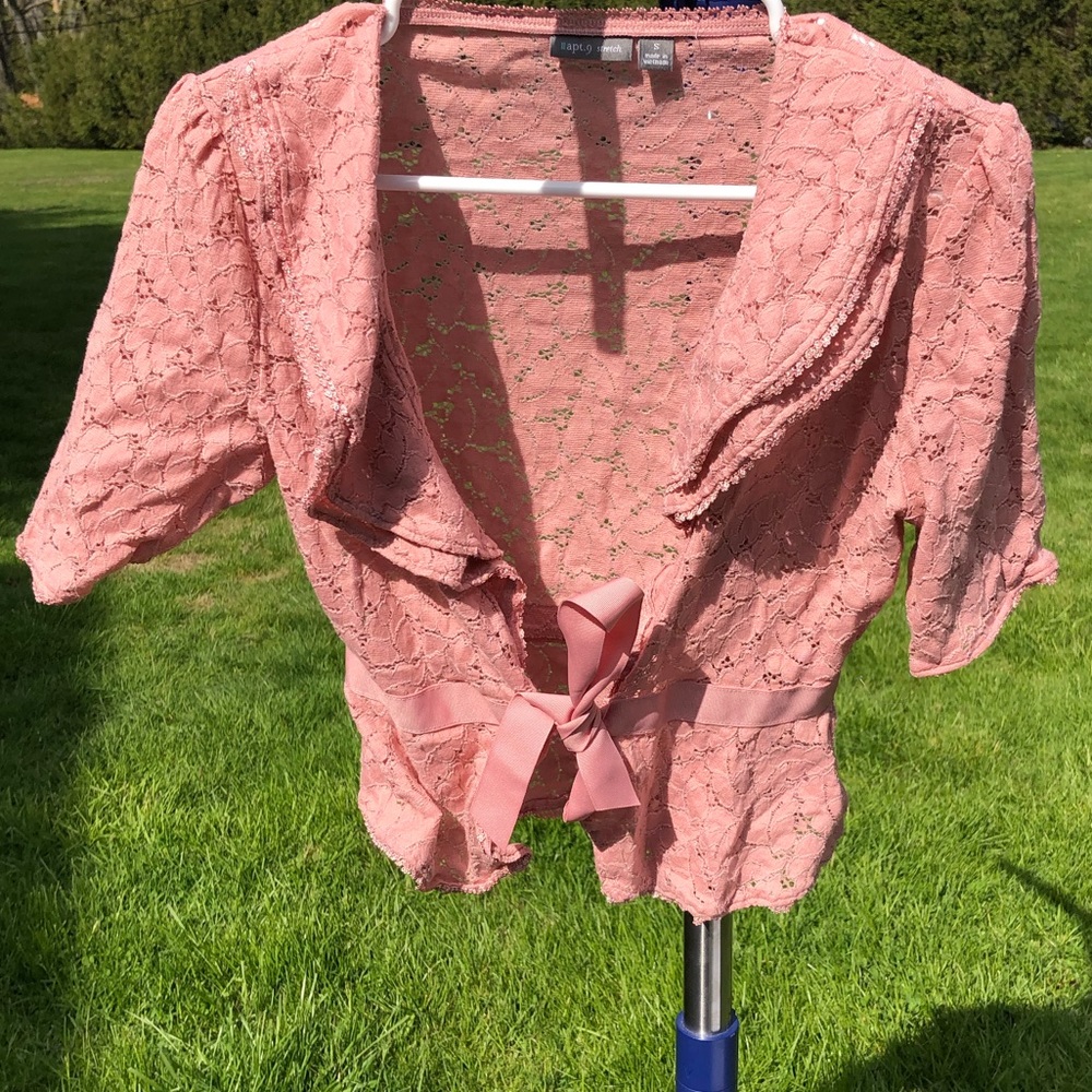 Apt. 9 lace cute cardigan bolero with tie